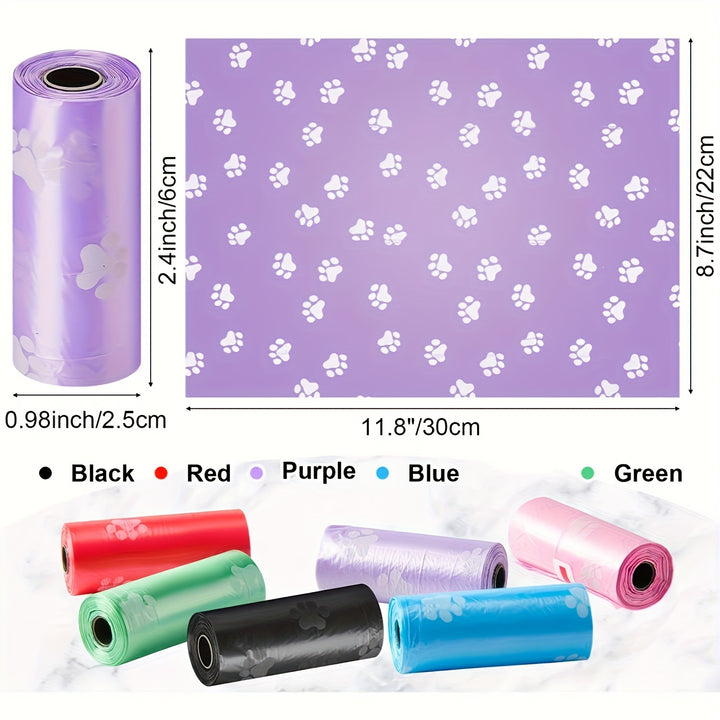 150pcs Vibrant Cartoon Paw Printed Dog Poop Bags-2