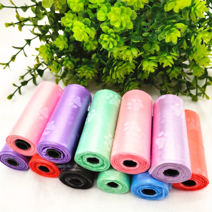 150pcs Vibrant Cartoon Paw Printed Dog Poop Bags-3