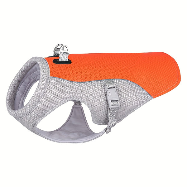1pc Light Blue & Gray Geometric Mesh Dog Cooling Vest-1