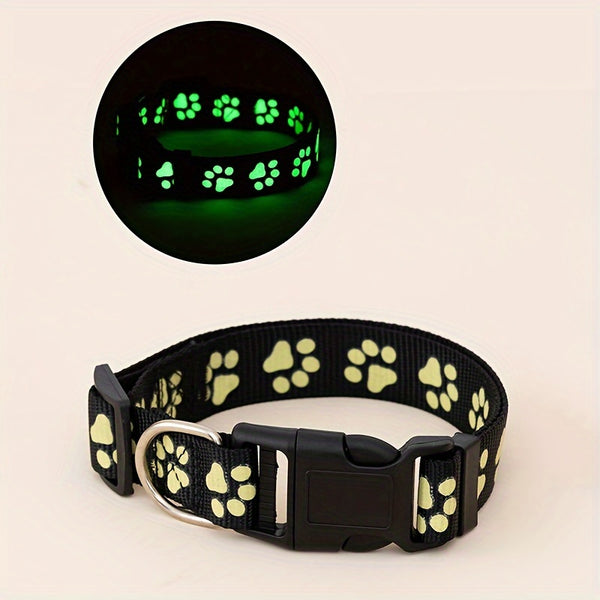 1pc Paw Print Glow in the Dark Dog Collar-1