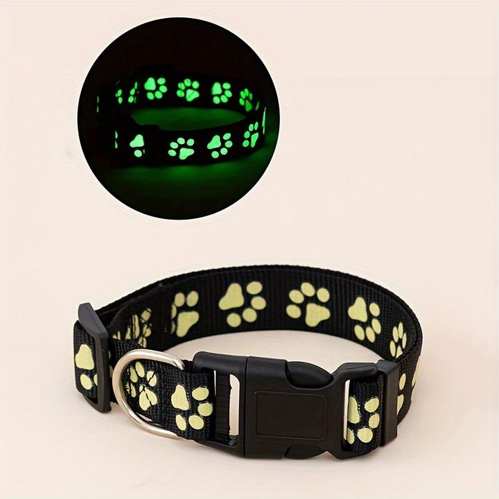 1pc Paw Print Glow in the Dark Dog Collar-1