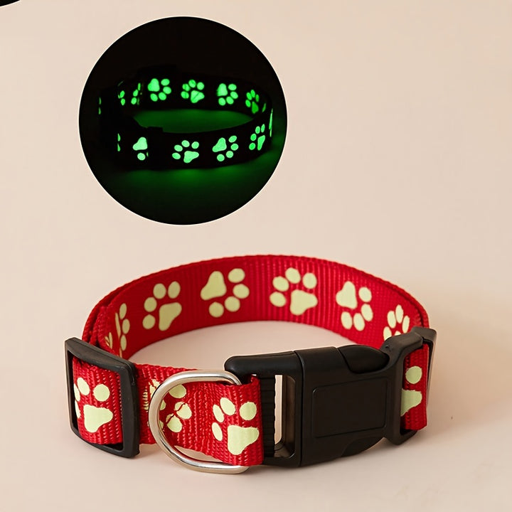 1pc Paw Print Glow in the Dark Dog Collar-3