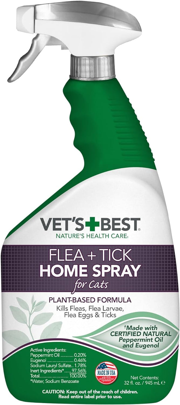 Vet's+Best Flea And Tick Treatment Home Spray For Cats, 32 Oz