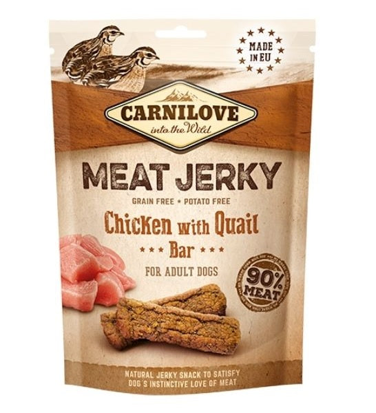 Carnilove Jerky Snack Chicken with Quail Bar Dog Treats 100G-1
