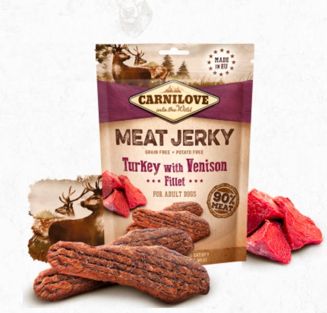 Carnilove Jerky Snack Turkey with Venison Fillet Dog Treats 100G-1