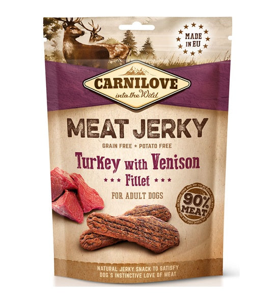 Carnilove Jerky Snack Turkey with Venison Fillet Dog Treats 100G