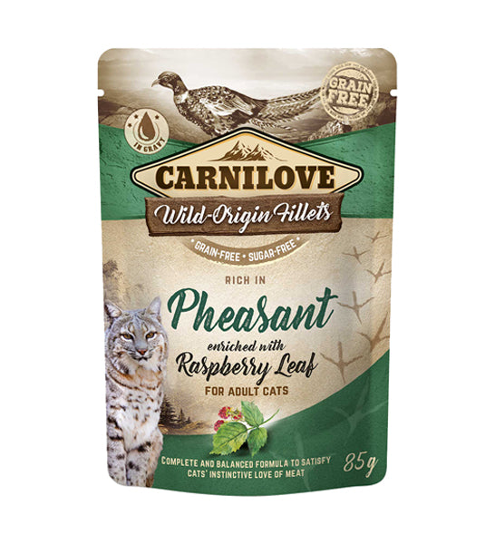 Carnilove Pheasant Enriched with Raspberry Leaves for Adult Cats Wet Food 85G-1