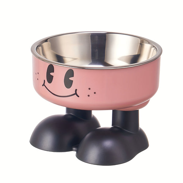 Cartoon High-Footed Cat Bowl with a Smiling Face-1