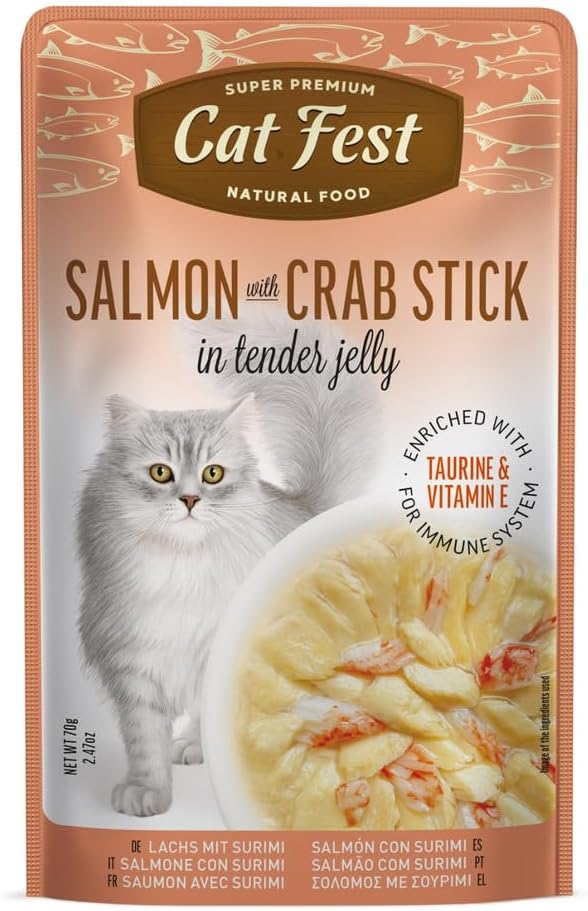 Cat Fest Salmon With Crab Stick In Tender Jelly For Cats-1