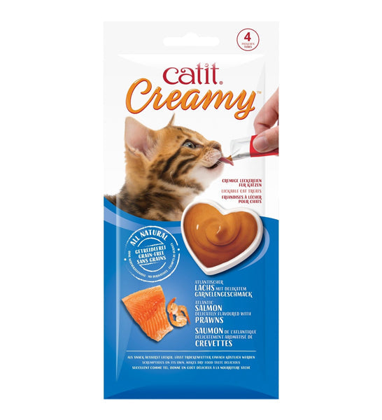 Catit Creamy Lickable Atlantic Salmon with Prawns Cat Treats 40G-1