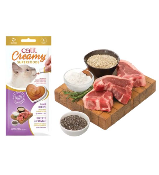 Catit Creamy Superfood Lamb Recipe with Quinoa & Chia Treats 4x10g-3