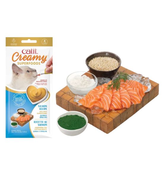 Catit Creamy Superfood Salmon Recipe with Quinoa & Spirulina Treats 4x10g-3