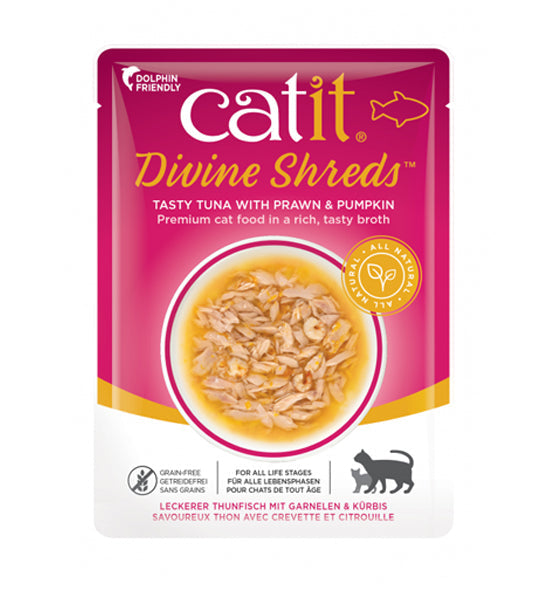 Catit Divine Shreds Tuna with Prawns & Pumpkin Wet Cat Food 75G-1