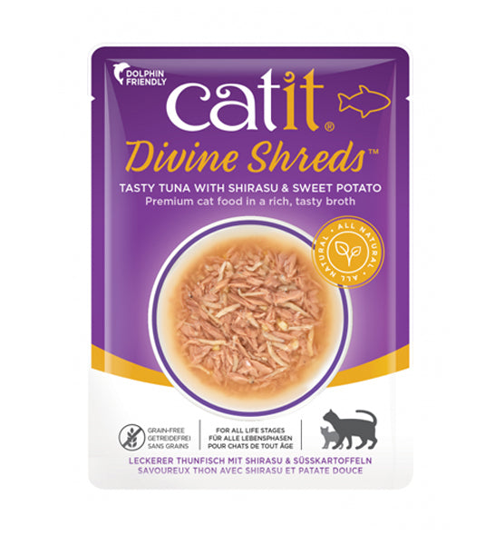 Catit Divine Shreds Tuna with Shirasu & Sweet Potato Wet Cat Food 75G-1