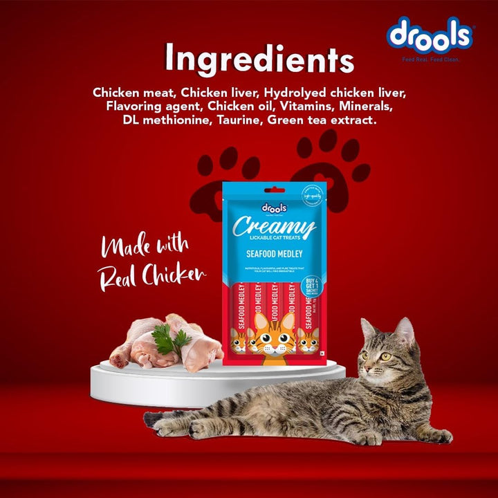 Drools Creamy Lickable Cat Treats, Seafood Medly-3