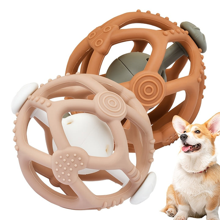 Durable Silicone Interactive Pet Ring Toy with Bells