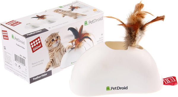 GiGwi Feather Hider Pet Droid, White/Brown-1