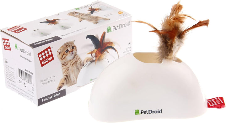 GiGwi Feather Hider Pet Droid, White/Brown-1