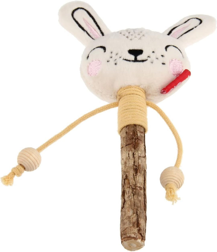  Gigwi Toy Rabbit Catch & Scratch Eco line with Slivervine Leaves and Stick-2