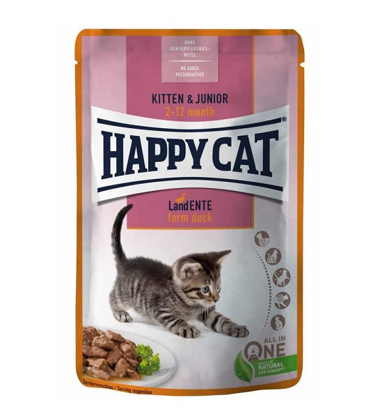 Happy Cat Meat in Sauce Kitten & Junior Farm Duck 85G