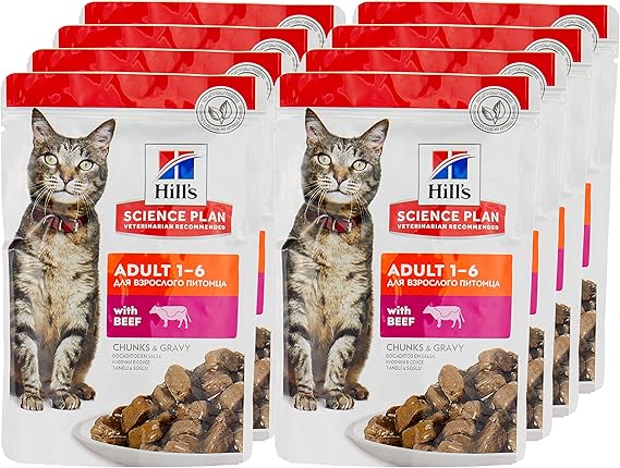 Hill's Science Plan Adult Wet Cat Food Beef Pouches 85G-1