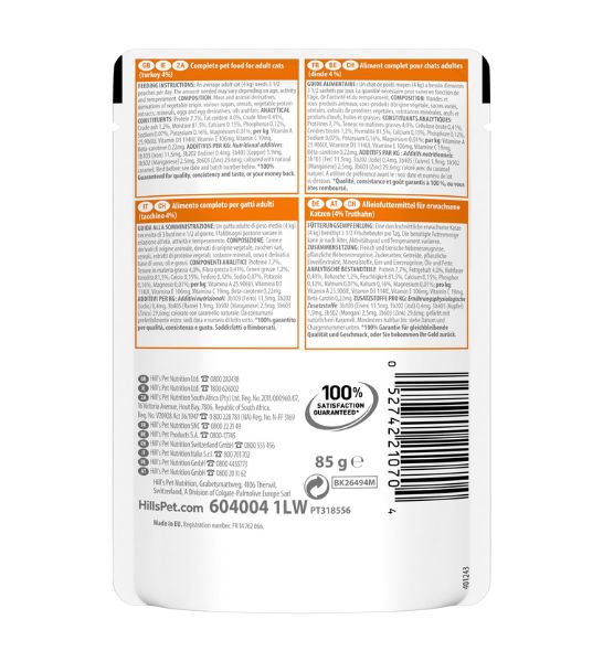 Hill's Science Plan Adult Wet Cat Food Turkey Pouches 85G-2