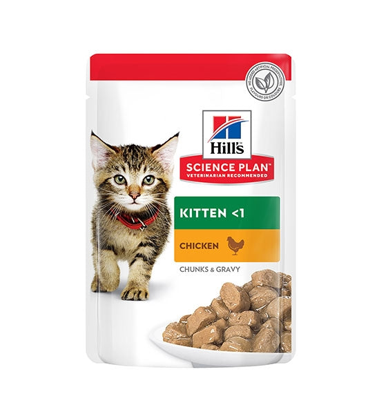 Hill's Science Plan Tender Chunks in Gravy Kitten Chicken Pouches 85G-1