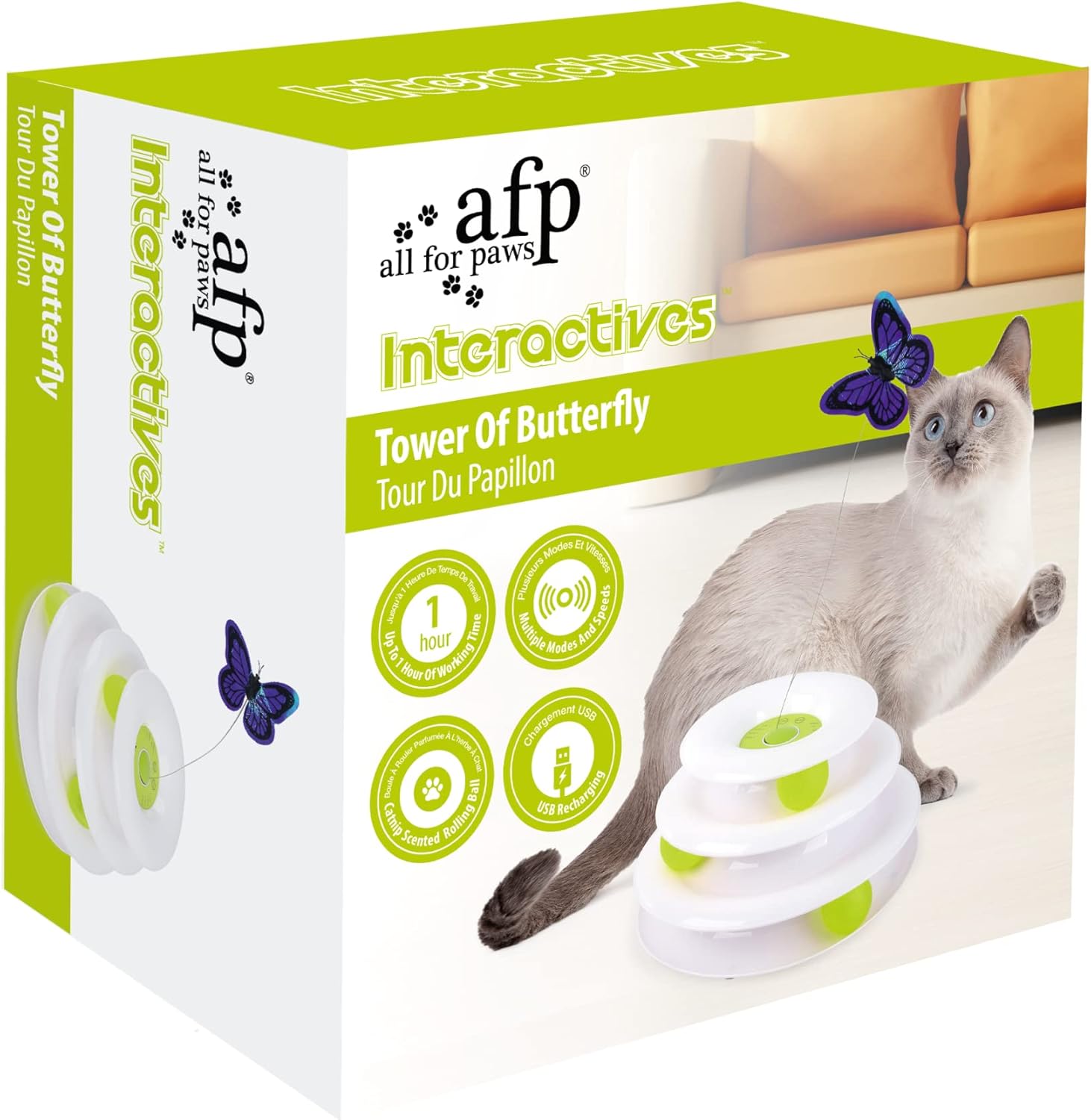 all for paws interactive cat butterfly toy All For Paws-Interactive Tower of Tracks with Butterfly Cat Toy – Pet Kart