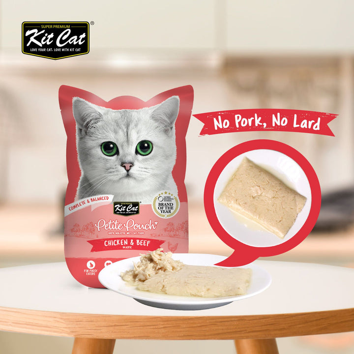 Kit Cat Petite Pouch - Chicken & Beef In Aspic Wet Cat Food 70G - 4