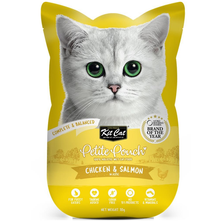 Kit Cat Petite Pouch - Chicken & Salmon In Aspic Wet Cat Food 70G - 1