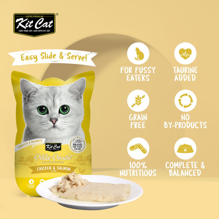 Kit Cat Petite Pouch - Chicken & Salmon In Aspic Wet Cat Food 70G - 3