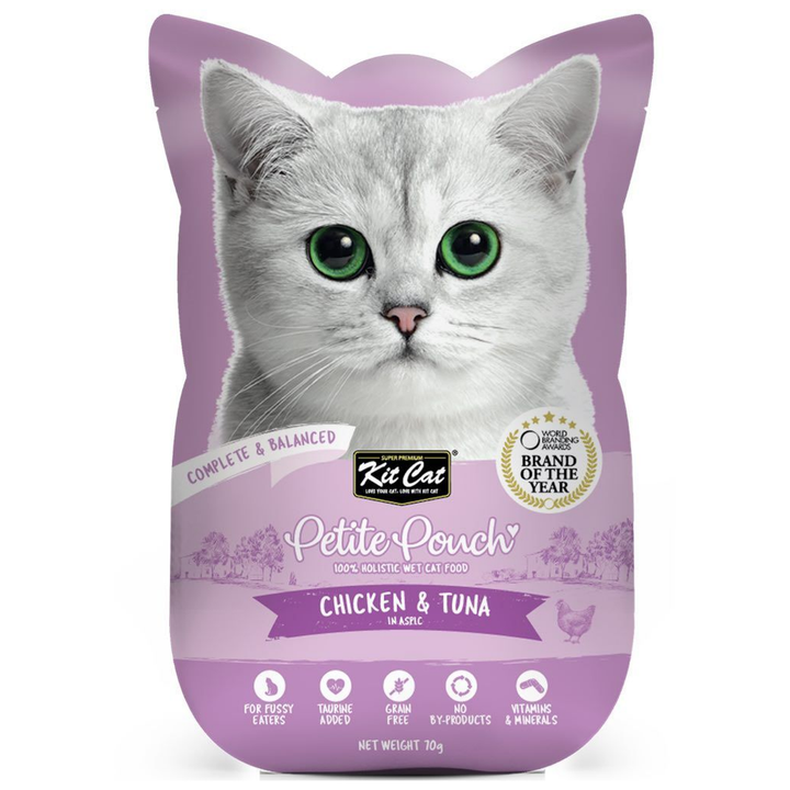 Kit Cat Petite Pouch - Chicken & Tuna In Aspic Wet Cat Food 70G - 1