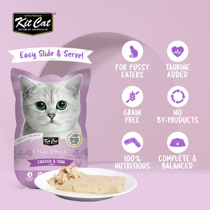Kit Cat Petite Pouch - Chicken & Tuna In Aspic Wet Cat Food 70G - 3