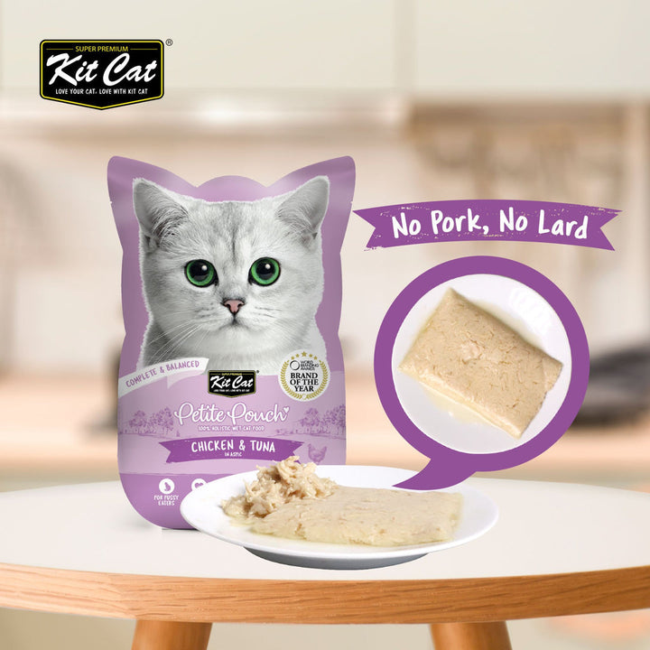Kit Cat Petite Pouch - Chicken & Tuna In Aspic Wet Cat Food 70G - 4