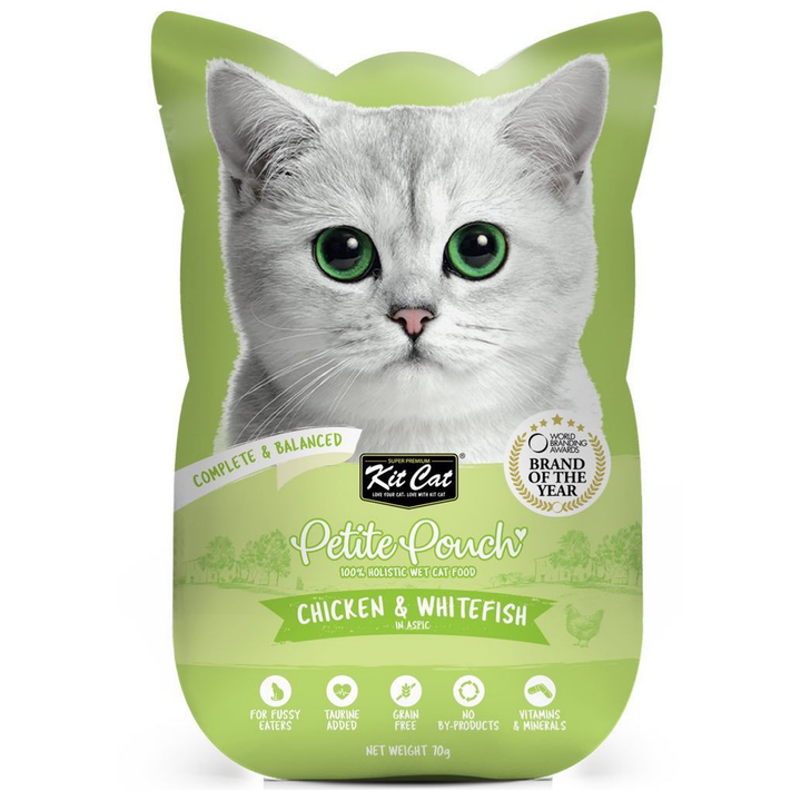 Kit Cat Petite Pouch - Chicken & Whitefish In Aspic Wet Cat Food 70G - 1