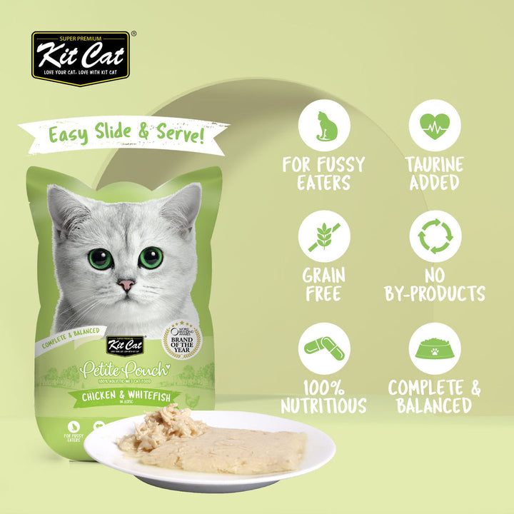 Kit Cat Petite Pouch - Chicken & Whitefish In Aspic Wet Cat Food 70G - 3
