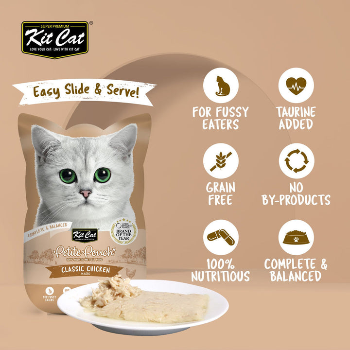 Kit Cat Petite Pouch - Classic Chicken In Aspic Wet Cat Food 70G - 3