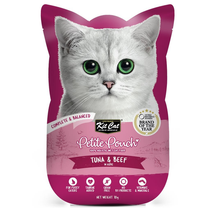 Kit Cat Petite Pouch - Tuna & Beef In Aspic Wet Cat Food 70G - 1
