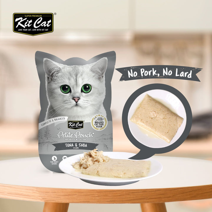 Kit Cat Petite Pouch - Tuna & Saba In Aspic Wet Cat Food 70G - 3