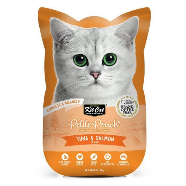 Kit Cat Petite Pouch - Tuna & Salmon In Aspic Wet Cat Food 70G - 1