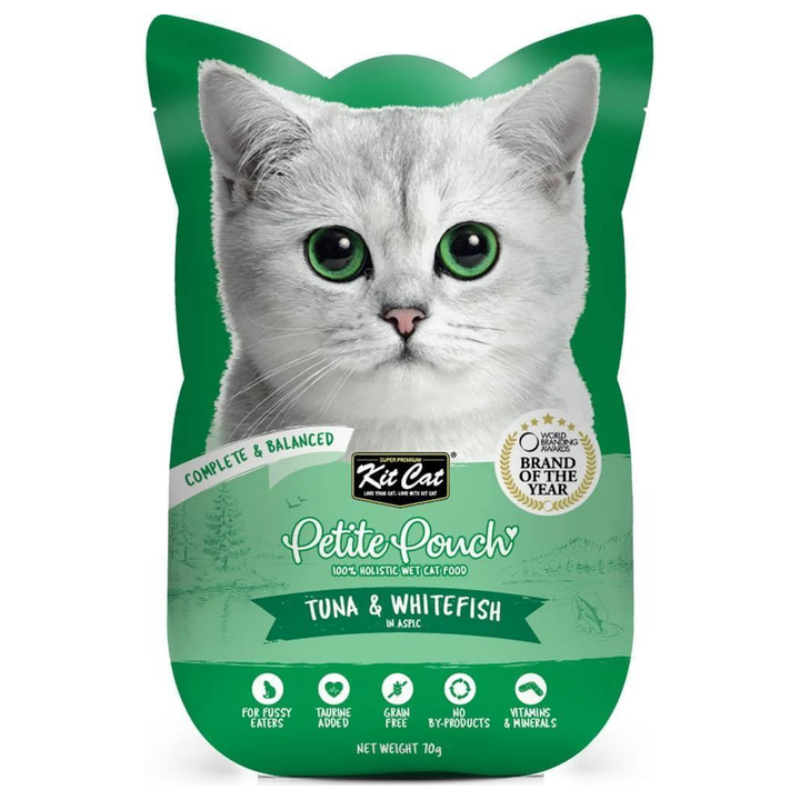 Kit Cat Petite Pouch - Tuna & Whitefish In Aspic Wet Cat Food 70G - 1