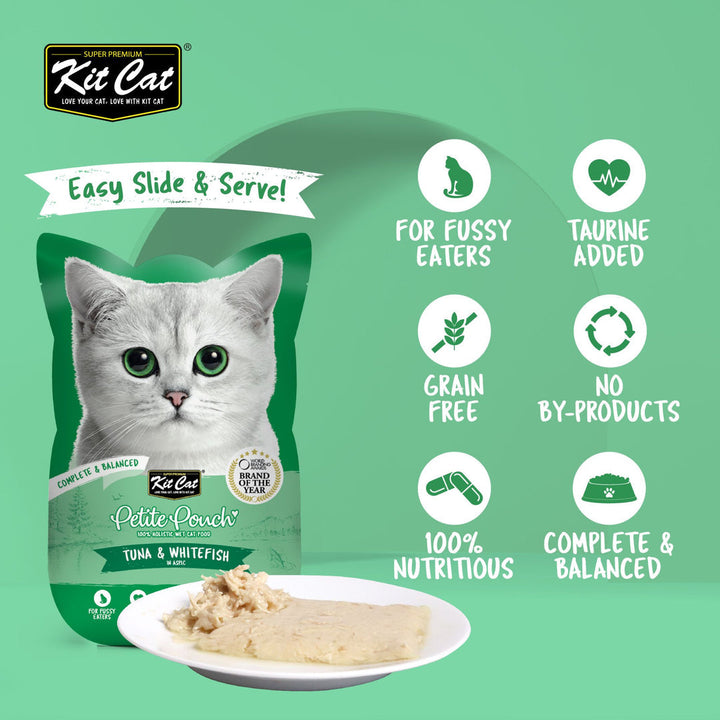 Kit Cat Petite Pouch - Tuna & Whitefish In Aspic Wet Cat Food 70G - 3