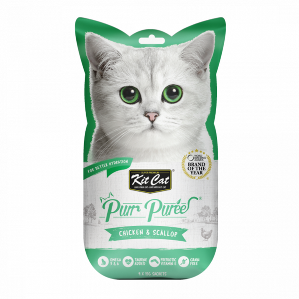 Kit Cat Purr Puree Chicken & Scallop Cat Treat 4X15G-1