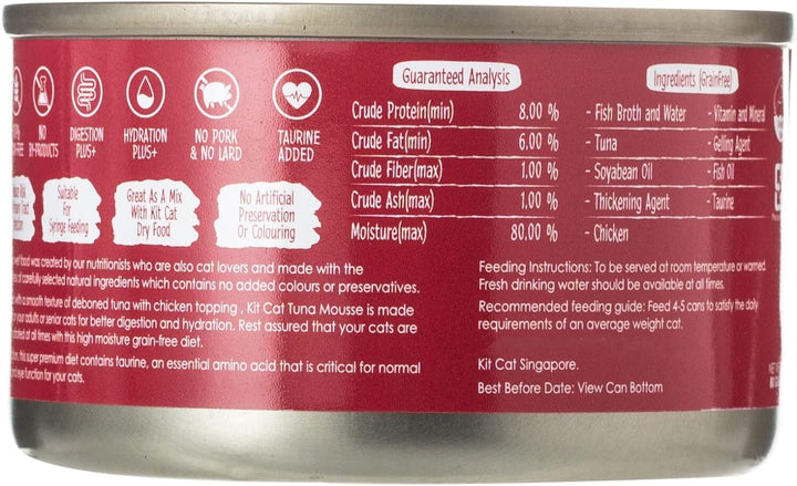 Kit Cat Tuna Mousse with Chicken Toppers Wet Cat Food 80G - 3