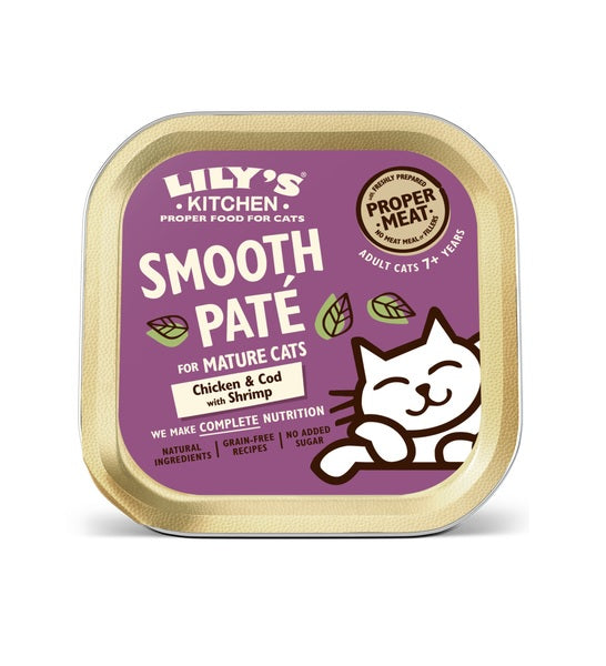 Lily's Kitchen Chicken Cod & Shrimps Pate Mature Cat Wet Food - 1