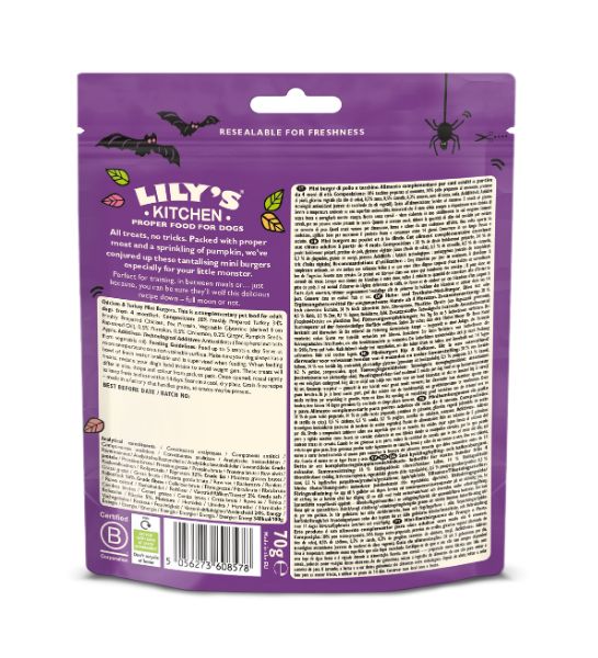 Lily's Kitchen Chicken & Turkey Halloween Mini Burgers Dog Treat 70G - 2