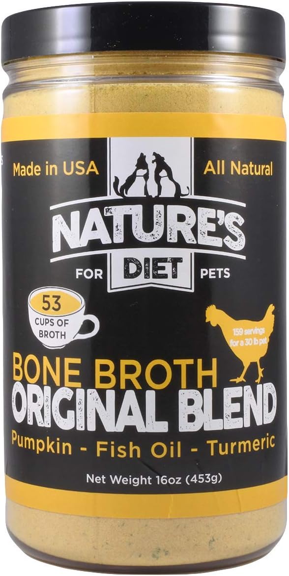 Nature's Diet Pet Bone Broth Protein Powder with Pumpkin, Fish Oil and Turmeric
