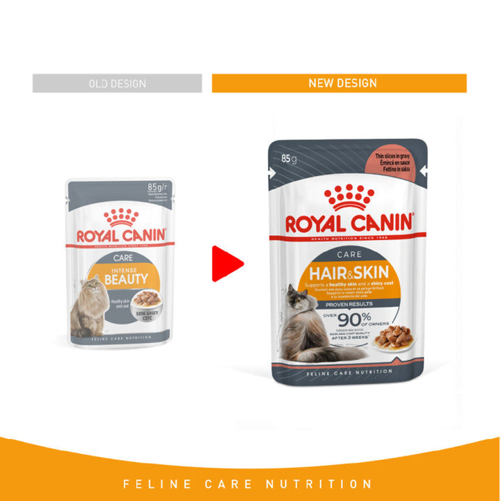 Royal Canin Feline Care Nutrition Hair & Skin In Gravy Adult Wet Cat Food - 3