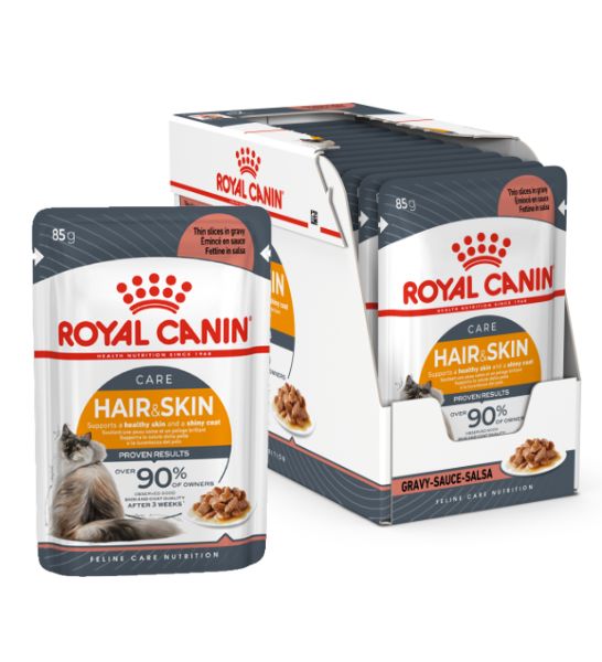 Royal Canin Feline Care Nutrition Hair & Skin In Gravy Adult Wet Cat Food - 8