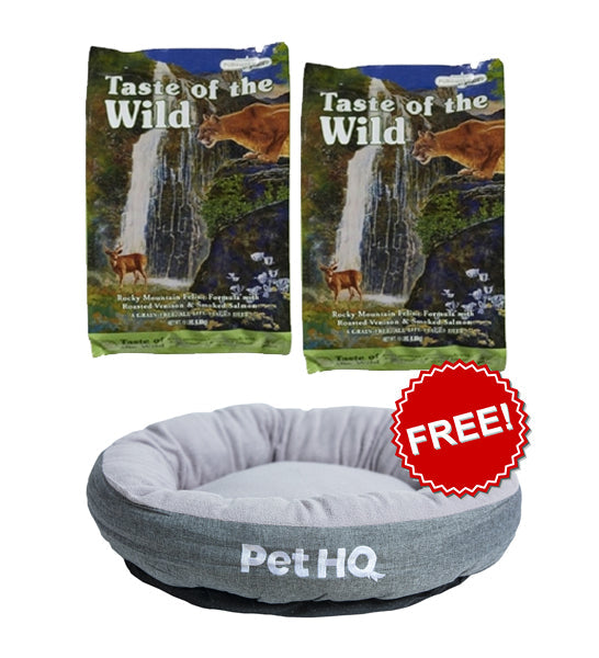 Taste of the Wild Rocky Mountain Feline Formula (2 x 6.35kg) + FREE CAT BED-1